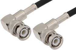 BNC Male Right Angle to BNC Male Right Angle Cable 48 Inch Length Using 53 Ohm RG55 Coax