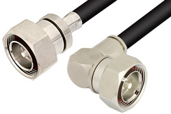 7/16 DIN Male to 7/16 DIN Male Right Angle Cable 12 Inch Length Using RG214 Coax