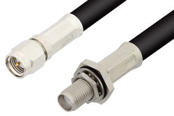 SMA Male to SMA Female Bulkhead Cable 72 Inch Length Using 75 Ohm RG59 Coax, RoHS