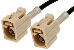 Beige FAKRA Jack to FAKRA Jack Cable 48 Inch Length Using PE-C100-LSZH Coax