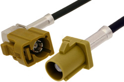 Curry FAKRA Plug to FAKRA Jack Right Angle Cable 24 Inch Length Using PE-C100-LSZH Coax