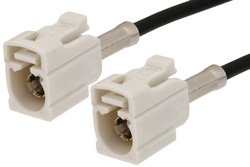 White FAKRA Jack to FAKRA Jack Cable 12 Inch Length Using RG174 Coax