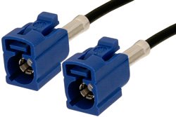 Blue FAKRA Jack to FAKRA Jack Cable 12 Inch Length Using RG174 Coax