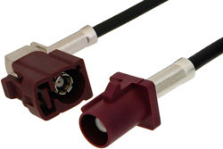 Bordeaux FAKRA Plug to FAKRA Jack Right Angle Cable 36 Inch Length Using RG174 Coax