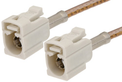 White FAKRA Jack to FAKRA Jack Cable 12 Inch Length Using RG316 Coax