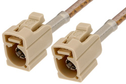 Beige FAKRA Jack to FAKRA Jack Cable 12 Inch Length Using RG316 Coax