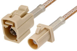 Beige FAKRA Plug to FAKRA Jack Cable Using RG316 Coax