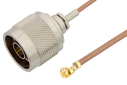 N Male to UMCX Plug Cable 3 Inch Length Using RG178 Coax