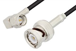 SMA Male Right Angle to BNC Male Cable 6 Inch Length Using RG174 Coax