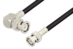 BNC Male to BNC Male Right Angle Cable 24 Inch Length Using PE-C240 Coax