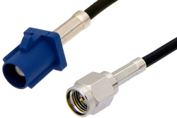 SMA Male to Blue FAKRA Plug Cable 36 Inch Length Using RG174 Coax