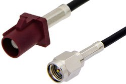 SMA Male to Bordeaux FAKRA Plug Cable 48 Inch Length Using RG174 Coax