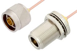 N Male to N Female Bulkhead Cable 36 Inch Length Using RG405 Coax