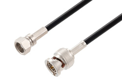 75 Ohm SMC Plug to 75 Ohm BNC Male Cable Using 75 Ohm PE-B159-BK Black Coax