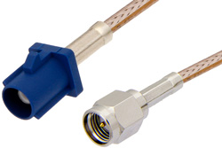 SMA Male to Blue FAKRA Plug Cable 48 Inch Length Using RG316 Coax