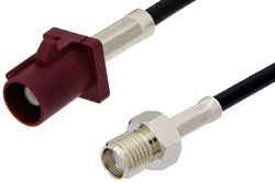 SMA Female to Bordeaux FAKRA Plug Cable Using RG174 Coax