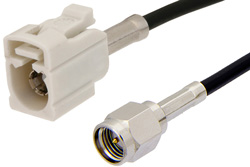 SMA Male to White FAKRA Jack Cable 12 Inch Length Using PE-C100-LSZH Coax