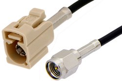 SMA Male to Beige FAKRA Jack Cable 12 Inch Length Using PE-C100-LSZH Coax