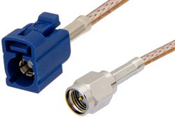 SMA Male to Blue FAKRA Jack Cable 12 Inch Length Using RG316 Coax
