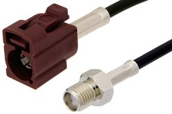 SMA Female to Bordeaux FAKRA Jack Cable 60 Inch Length Using PE-C100-LSZH Coax