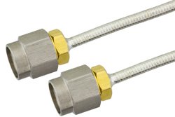 SMA公头转SMA公头精密电缆组件，采用PE-SR405FL同轴电缆，RoHS
