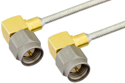 SMA Male Right Angle to SMA Male Right Angle Semi-Flexible Precision Cable 12 Inch Length Using PE-SR405FL Coax, RoHS