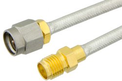 SMA Male to SMA Female Semi-Flexible Precision Cable 18 Inch Length Using PE-SR402FL Coax, LF Solder, RoHS