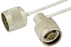 N 型公头转 N 型直角型公头精密电缆组件，使用 PE-SR405FL 同轴电缆，RoHS
