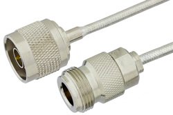 N 型公头转 N 型公头精密电缆组件，使用 PE-SR402FL 同轴电缆，RoHS