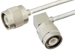 TNC公头转TNC直角型公头精密电缆组件，采用PE-SR402FL同轴电缆，RoHS