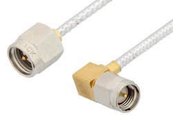 SMA Male to SMA Male Right Angle Cable 24 Inch Length Using PE-SR405FL Coax