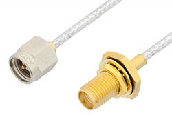 SMA Male to SMA Female Bulkhead Cable 48 Inch Length Using PE-SR405FL Coax, RoHS