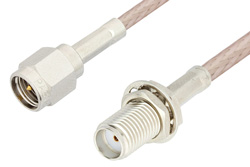 SMA Male to SMA Female Bulkhead Cable 48 Inch Length Using 75 Ohm RG179 Coax