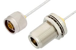 N Male to N Female Bulkhead Cable 36 Inch Length Using PE-SR405FL Coax