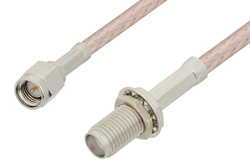 SMA Male to SMA Female Bulkhead Cable 24 Inch Length Using RG316-DS Coax, RoHS