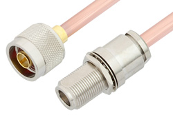 N Male to N Female Bulkhead Cable 18 Inch Length Using RG401 Coax