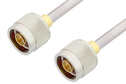 N Male to N Male Cable 18 Inch Length Using PE-SR401AL Coax , LF Solder
