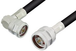 N Male to N Male Right Angle Cable 48 Inch Length Using LMR-400 Coax