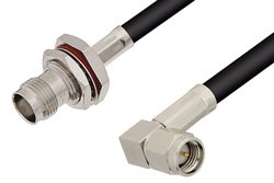 SMA Male Right Angle to TNC Female Bulkhead Cable 60 Inch Length Using LMR-195 Coax