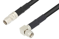 SMA Male to SMA Male Right Angle With Times Connectors Cable 12 Inch Length Using LMR-240 Coax