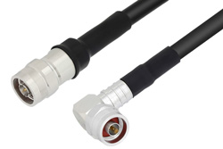 N Male to N Male Right Angle With Times Connectors Cable 24 Inch Length Using LMR-400 Coax
