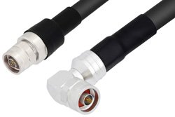 N Male to N Male Right Angle With Times Connectors Cable 24 Inch Length Using LMR-600 Coax