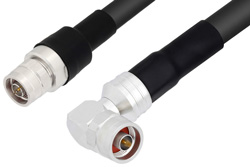 N Male to N Male Right Angle With Times Connectors Cable 36 Inch Length Using LMR-600 Coax