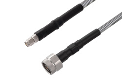 N Male to SMA Male Low Loss Cable 72 Inch Length Using PE-P142LL Coax with HeatShrink