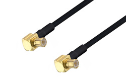 MCX Plug Right Angle to MCX Plug Right Angle Cable 50 cm Length Using PE-SR405FLJ Coax with 180 Deg. Clock