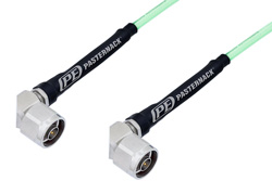 N Male Right Angle to N Male Right Angle Low Loss Cable 60 Inch Length Using PE-P142LL Coax, RoHS