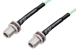 N Female Bulkhead to N Female Bulkhead Low Loss Cable 60 Inch Length Using PE-P142LL Coax, RoHS