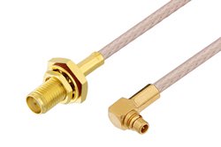 SMA Female Bulkhead to MMCX Plug Right Angle Cable 36 Inch Length Using RG316 Coax