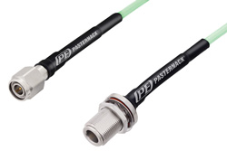 N Female Bulkhead to TNC Male Low Loss Cable 150 cm Length Using PE-P142LL Coax, RoHS
