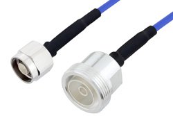 N Male to 7/16 DIN Female LSZH Jacketed Low PIM Cable 100 cm Length Using SR402FLJ Low PIM Coax with HeatShrink, RoHS